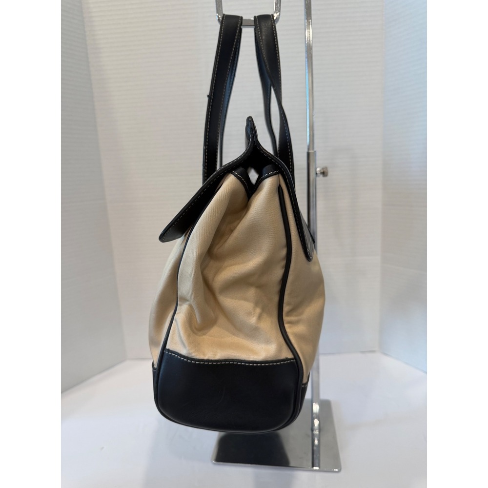 Vintage Coach Hampton Beige Fabric/Black Leather‎ Trim Tote Bag Purse 7705 - Picture 2 of 9